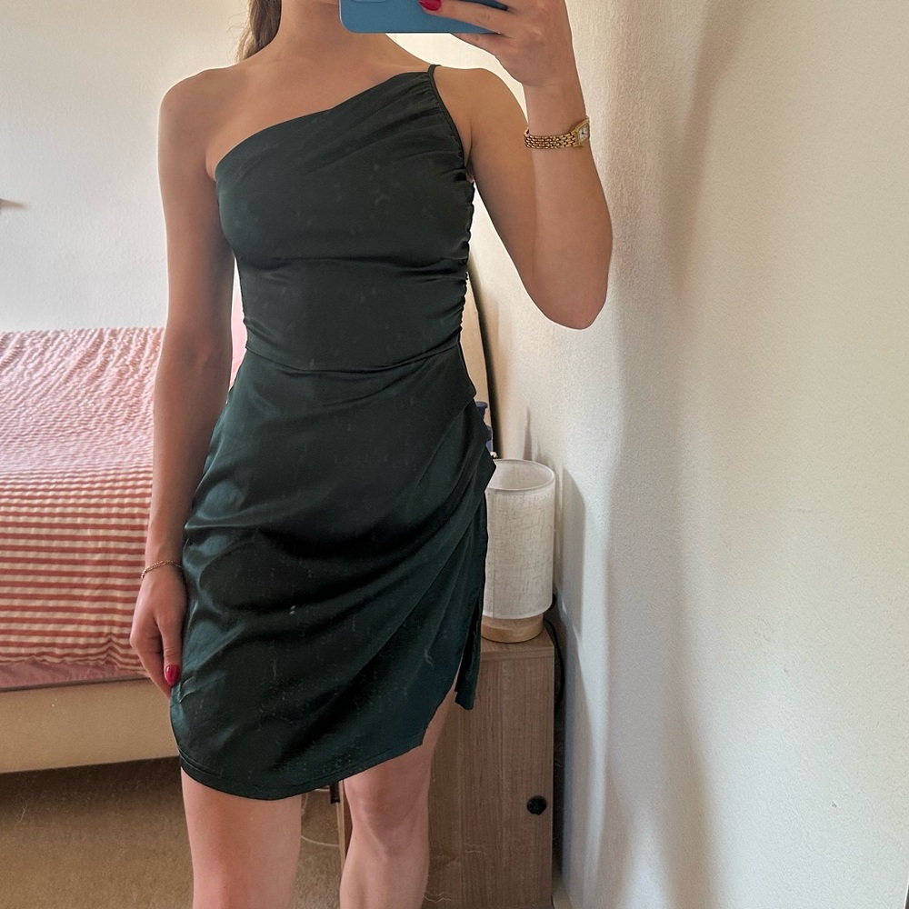 Dark green satin dress